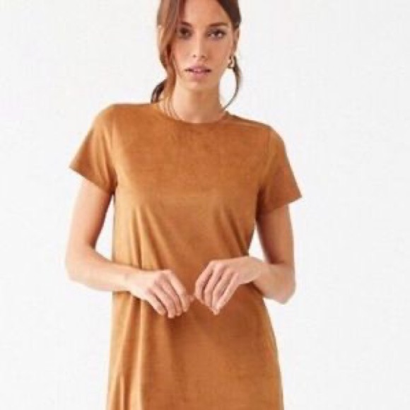 NWT Faux Suede Dress Minimalist Camel Color Size Large Forever 21 - Picture 2 of 9
